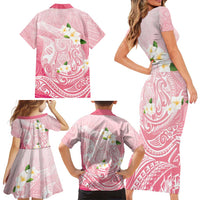 Guam Fishhook Mix Guasali Flowers Family Matching Short Sleeve Bodycon Dress and Hawaiian Shirt Dreaming Coral
