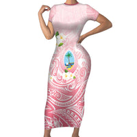 Guam Fishhook Mix Guasali Flowers Family Matching Short Sleeve Bodycon Dress and Hawaiian Shirt Dreaming Coral