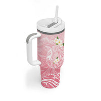 Guam Fishhook Mix Guasali Flowers Tumbler With Handle Dreaming Coral LT7 - Polynesian Pride