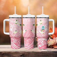 Guam Fishhook Mix Guasali Flowers Tumbler With Handle Dreaming Coral LT7 - Polynesian Pride