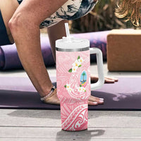 Guam Fishhook Mix Guasali Flowers Tumbler With Handle Dreaming Coral LT7 - Polynesian Pride