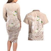 Guam Fishhook Mix Guasali Flowers Couples Matching Long Sleeve Bodycon Dress and Hawaiian Shirt Dreaming Hazel