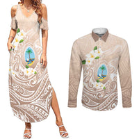 Guam Fishhook Mix Guasali Flowers Couples Matching Summer Maxi Dress and Long Sleeve Button Shirt Dreaming Hazel