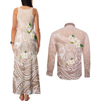 Guam Fishhook Mix Guasali Flowers Couples Matching Tank Maxi Dress and Long Sleeve Button Shirt Dreaming Hazel LT7 - Polynesian Pride