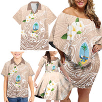 Guam Fishhook Mix Guasali Flowers Family Matching Off Shoulder Short Dress and Hawaiian Shirt Dreaming Hazel