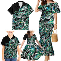 Maori Matariki - Manaia Family Matching Mermaid Dress and Hawaiian Shirt Emerald Paua Shell LT7 - Polynesian Pride
