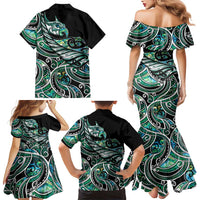 Maori Matariki - Manaia Family Matching Mermaid Dress and Hawaiian Shirt Emerald Paua Shell LT7 - Polynesian Pride