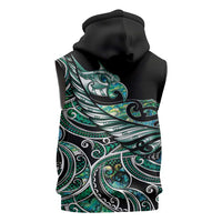 Maori Matariki - Manaia Sleeveless Zip Hoodie Emerald Paua Shell