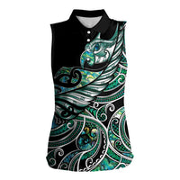Maori Matariki - Manaia Women Sleeveless Polo Shirt Emerald Paua Shell LT7 Female Green - Polynesian Pride