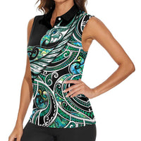 Maori Matariki - Manaia Women Sleeveless Polo Shirt Emerald Paua Shell LT7 - Polynesian Pride