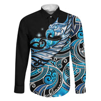 Maori Matariki - Manaia Family Matching Off Shoulder Maxi Dress and Hawaiian Shirt Galaxy Blue Paua Shell