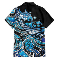 Maori Matariki - Manaia Family Matching Off Shoulder Short Dress and Hawaiian Shirt Galaxy Blue Paua Shell