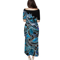 Maori Matariki - Manaia Family Matching Puletasi and Hawaiian Shirt Galaxy Blue Paua Shell