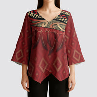 Aotearoa Maori Waikato Tainui Iwi Kimono Sleeve Blouse Korowai Tukutuku Kaokao Motifs