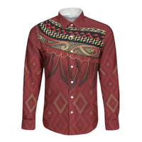 Aotearoa Maori Waikato Tainui Iwi Long Sleeve Button Shirt Korowai Tukutuku Kaokao Motifs