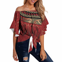 Aotearoa Maori Waikato Tainui Iwi Off Shoulder Wrap Waist Top Korowai Tukutuku Kaokao Motifs