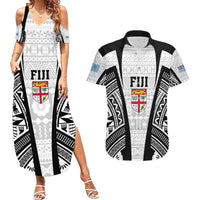 Personalised Fiji Rugby Couples Matching Summer Maxi Dress and Hawaiian Shirt 2023 World Cup History Makers - White Ver LT7 White - Polynesian Pride