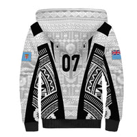 Personalised Fiji Rugby Sherpa Hoodie 2023 World Cup History Makers - White Ver LT7 - Polynesian Pride