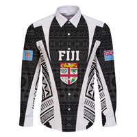 personalised-fiji-rugby-family-matching-off-shoulder-maxi-dress-and-hawaiian-shirt-2023-world-cup-history-makers-black-ver