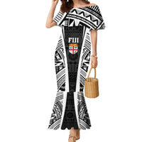 Personalised Fiji Rugby Mermaid Dress 2023 World Cup History Makers - Black Ver LT7 Women Black - Polynesian Pride