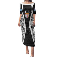 Personalised Fiji Rugby Puletasi 2023 World Cup History Makers - Black Ver LT7 Long Dress Black - Polynesian Pride
