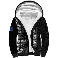 Personalised New Zealand Rugby Sherpa Hoodie Silver Fern Basic 2023 World Cup LT7 Unisex Black - Polynesian Pride