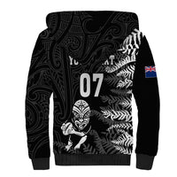 Personalised New Zealand Rugby Sherpa Hoodie Silver Fern Basic 2023 World Cup LT7 - Polynesian Pride