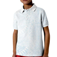 White Sunday Kid Polo Shirt Plumeria Tatau Mix Tapa LT7 Kid White - Polynesian Pride
