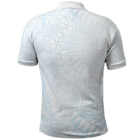 White Sunday Polo Shirt Plumeria Tatau Mix Tapa LT7 - Polynesian Pride