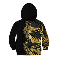 Polynesia Kid Hoodie Black & Gold Fancy Plumeria LT7 - Polynesian Pride