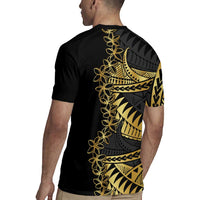 Polynesia Rugby Jersey Black & Gold Fancy Plumeria