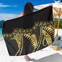 Polynesia Sarong Black & Gold Fancy Plumeria