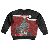 Personalised New Zealand Maori Christmas Kid Ugly Christmas Sweater Xmas Fern Mix Kowhawhai