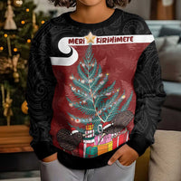 Personalised New Zealand Maori Christmas Kid Ugly Christmas Sweater Xmas Fern Mix Kowhawhai