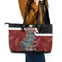 Personalised New Zealand Maori Christmas Leather Tote Bag Xmas Fern Mix Kowhawhai LT7 - Polynesian Pride
