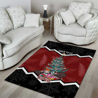 Personalised New Zealand Christmas Area Rug Xmas Fern and Kiwi Birds LT7 - Polynesian Pride