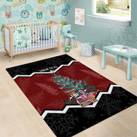 Personalised New Zealand Christmas Area Rug Xmas Fern and Kiwi Birds LT7 - Polynesian Pride