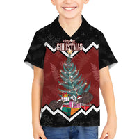 Personalised New Zealand Christmas Family Matching Off Shoulder Maxi Dress and Hawaiian Shirt Xmas Fern and Kiwi Birds