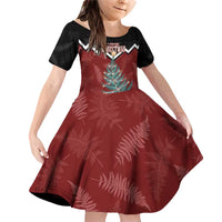 Personalised New Zealand Christmas Family Matching Off Shoulder Short Dress and Hawaiian Shirt Xmas Fern and Kiwi Birds