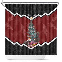 Personalised New Zealand Christmas Shower Curtain Xmas Fern and Kiwi Birds