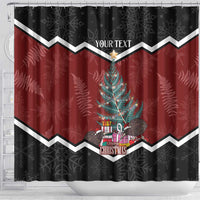 Personalised New Zealand Christmas Shower Curtain Xmas Fern and Kiwi Birds