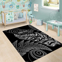 Aotearoa Personalized Lawn Bowls Maori Area Rug New Zealand Black Tribal Silver Fern - Polynesian Pride