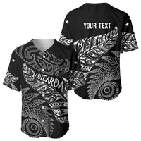 Aotearoa Personalized Lawn Bowls Maori Baseball Jersey New Zealand Black Tribal Silver Fern - Polynesian Pride