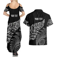 Aotearoa Personalized Lawn Bowls Maori Couples Matching Summer Maxi Dress and Hawaiian Shirt New Zealand Black Tribal Silver Fern - Polynesian Pride
