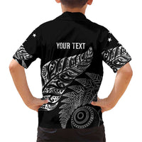Aotearoa Personalized Lawn Bowls Maori Family Matching Off Shoulder Maxi Dress and Hawaiian Shirt New Zealand Black Tribal Silver Fern - Polynesian Pride