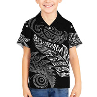 Aotearoa Personalized Lawn Bowls Maori Family Matching Off Shoulder Maxi Dress and Hawaiian Shirt New Zealand Black Tribal Silver Fern - Polynesian Pride