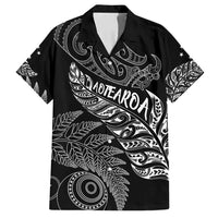 Aotearoa Personalized Lawn Bowls Maori Family Matching Off Shoulder Short Dress and Hawaiian Shirt New Zealand Black Tribal Silver Fern - Polynesian Pride