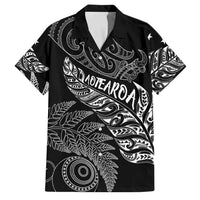 Aotearoa Personalized Lawn Bowls Maori Family Matching Off Shoulder Short Dress and Hawaiian Shirt New Zealand Black Tribal Silver Fern - Polynesian Pride