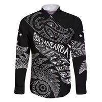 Aotearoa Personalized Lawn Bowls Maori Family Matching Off Shoulder Short Dress and Hawaiian Shirt New Zealand Black Tribal Silver Fern - Polynesian Pride