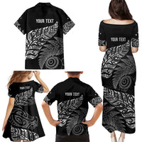 Aotearoa Personalized Lawn Bowls Maori Family Matching Puletasi and Hawaiian Shirt New Zealand Black Tribal Silver Fern - Polynesian Pride
